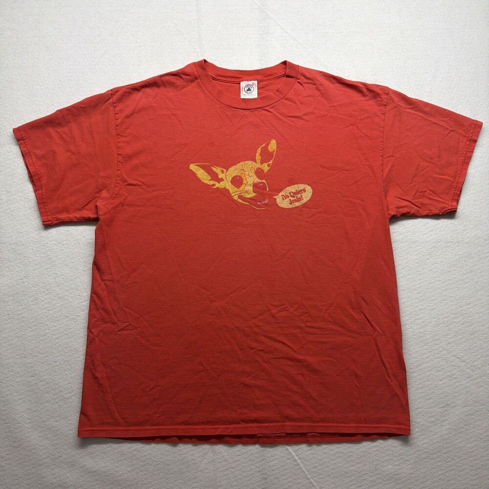 Vintage 90s Yo Quiero Jesus Taco Bell Dog Parody Red T-Shirt Faded Delta Mens XL